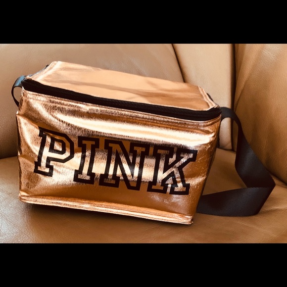 Victoria’s Secret PINK Metallic Cooler, Lunch Bag With Shoulder Strap, EUC - Picture 7 of 10